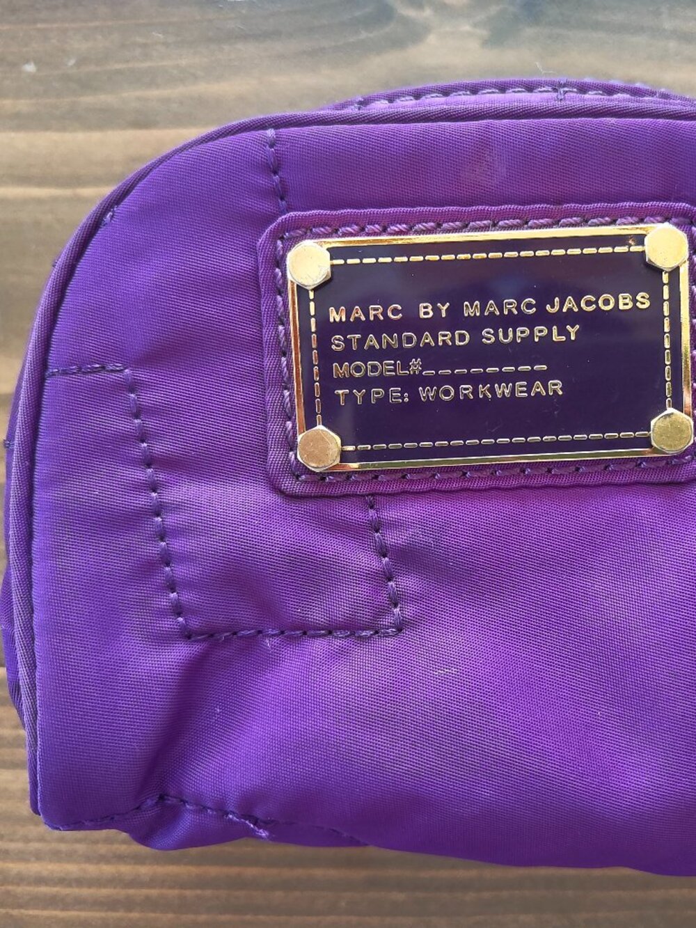 Marc by Marc Jacobs Purple Nylon Cosmetic Pouch with Gold Plaque